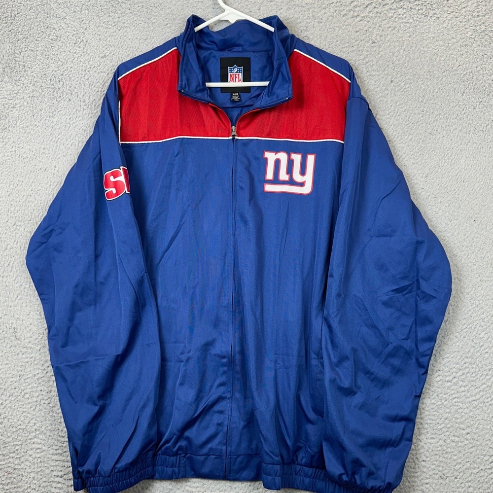 NEW New York Giants NFL Jacket Mens XL Blue NFL Football Full Zip Windbreaker